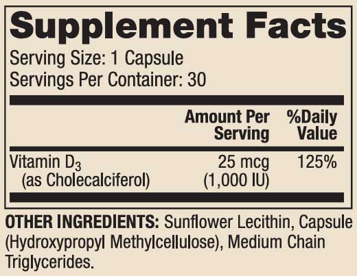 Dr. Mercola Liposomal Vitamin D3 1000 IU Ingredients