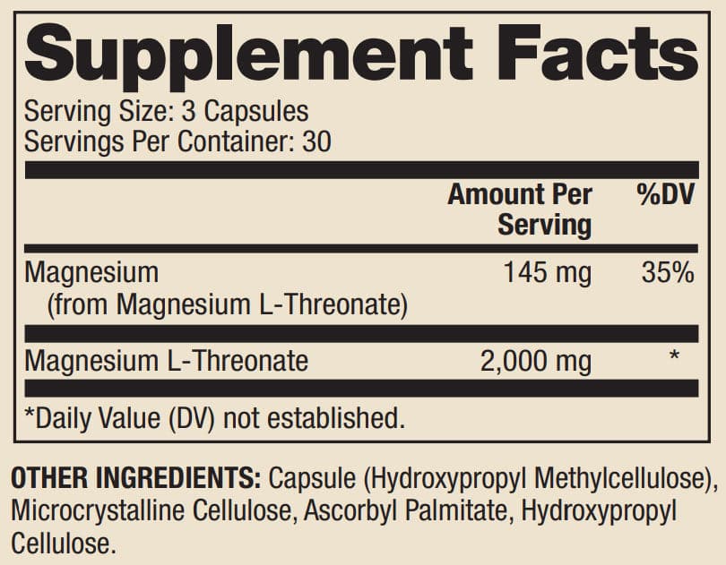 Dr. Mercola Magnesium L-Threonate Ingredients 