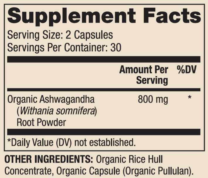 Dr. Mercola Organic Ashwagandha Ingredients