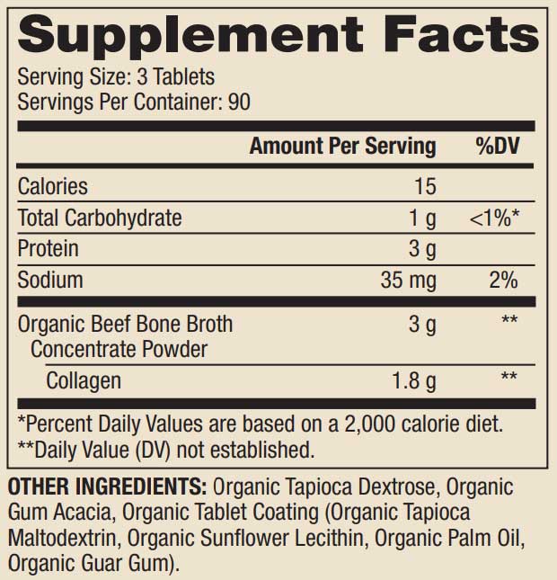 Dr.Mercola Organic Bone Broth Collagen (Formerly Collagen from Grass Fed Beef Bone Broth) Ingredients