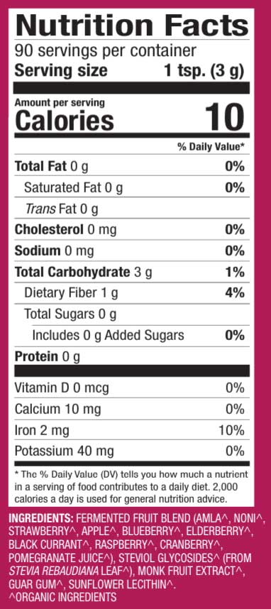 Dr. Mercola Organic Fermented Fruits Ingredients