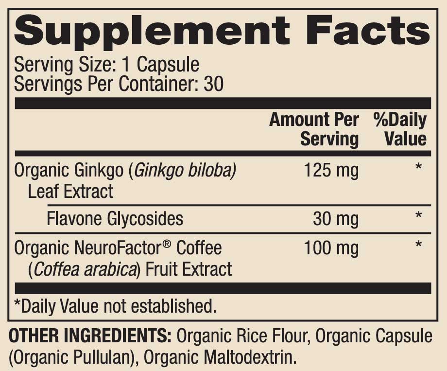 Dr. Mercola Organic Ginkgo Biloba with NeuroFactor Ingredients