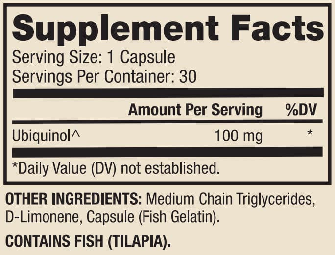 Dr. Mercola Ubiquinol 100 mg Ingredients
