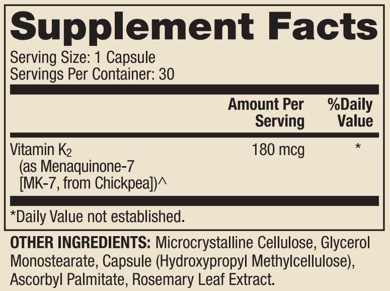 Dr. Mercola Vitamin K-2 Ingredients