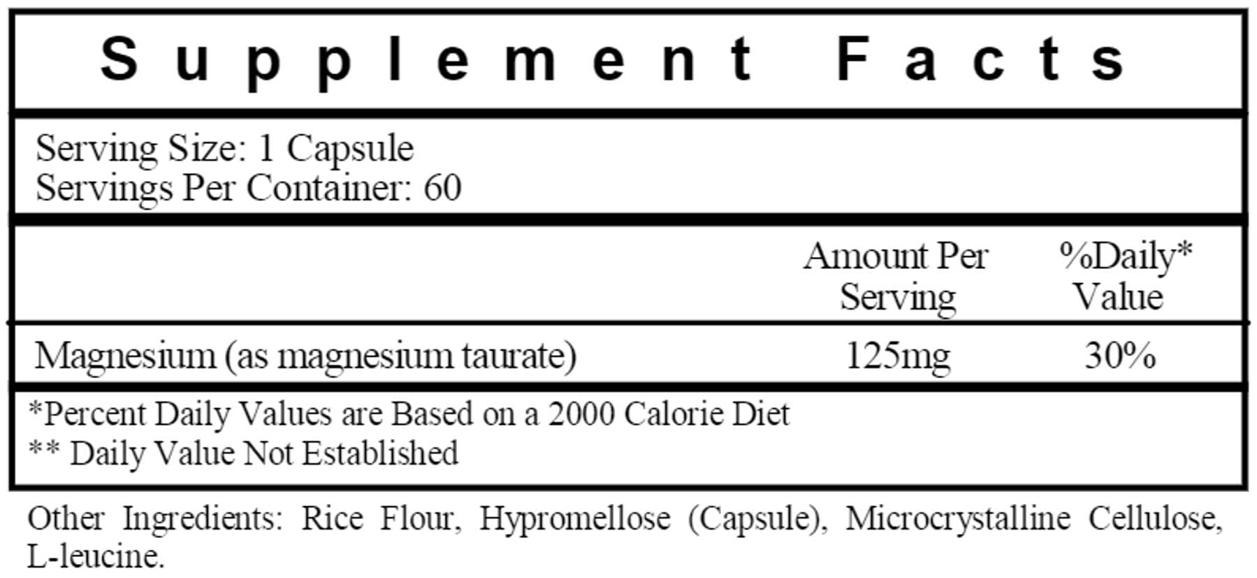Ecological Formulas/Cardiovascular Research Magnesium Taurate Ingredients
