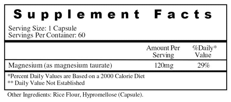 Ecological Formulas/Cardiovascular Research Magnesium Taurate Ingredients