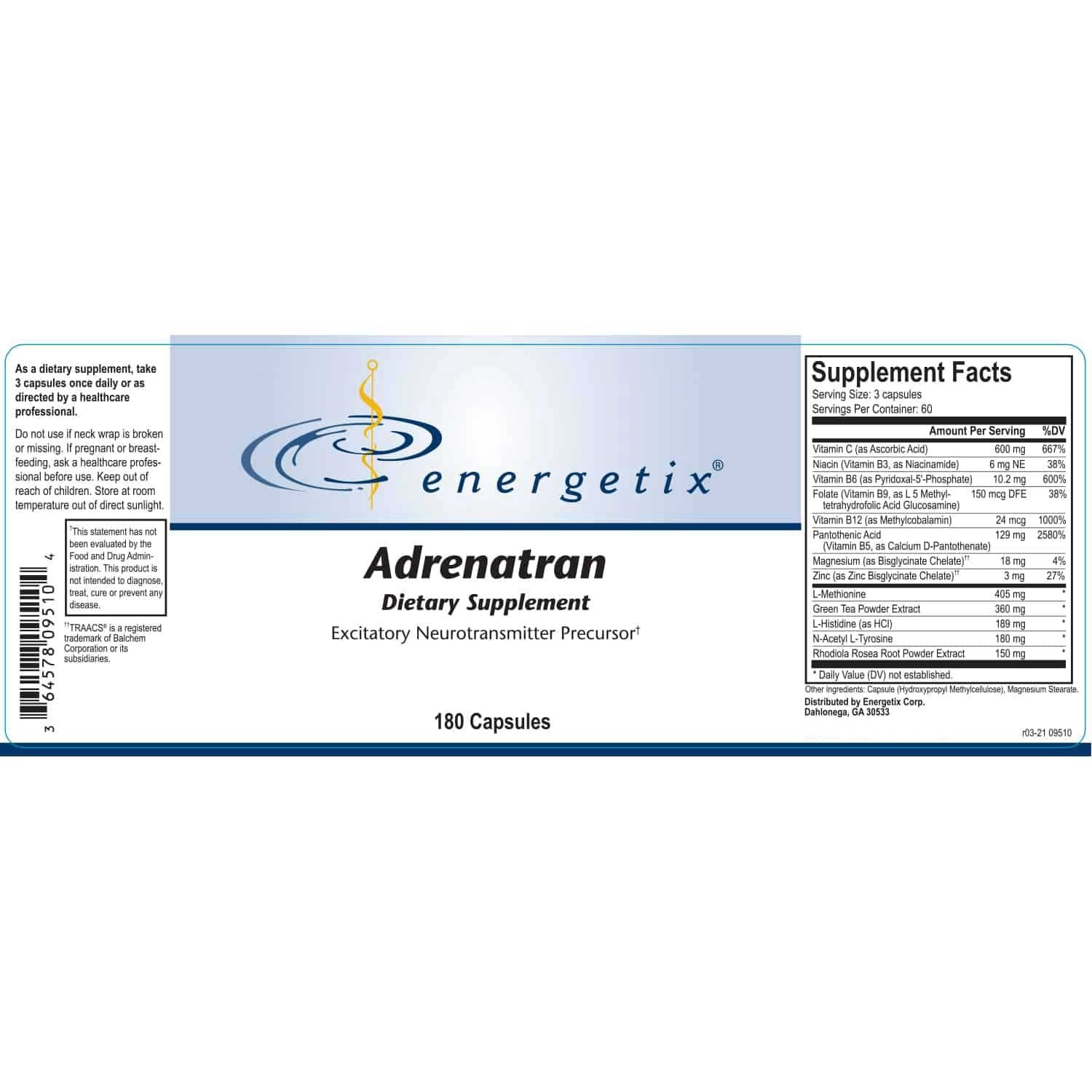 Energetix Adrenatran Label