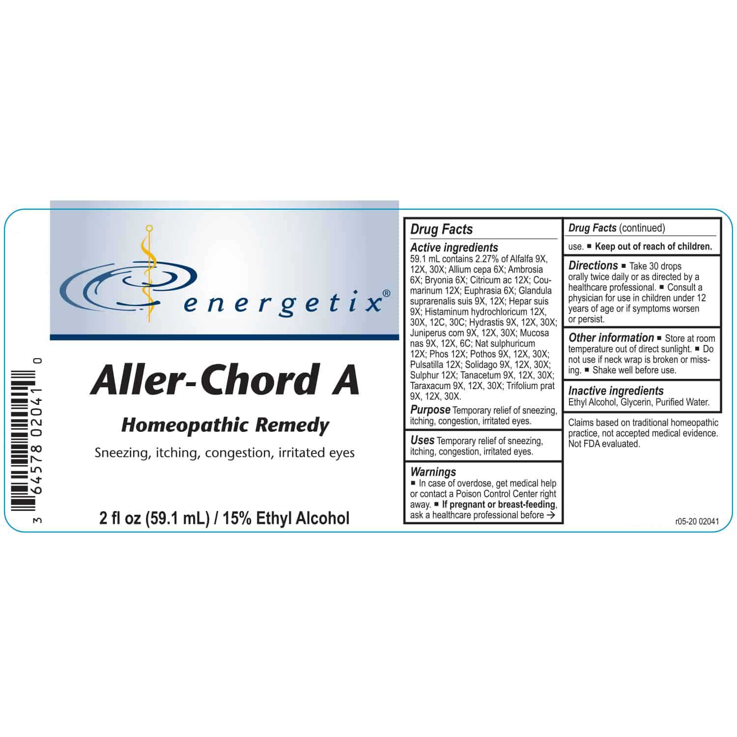 Energetix Aller-Chord A Label