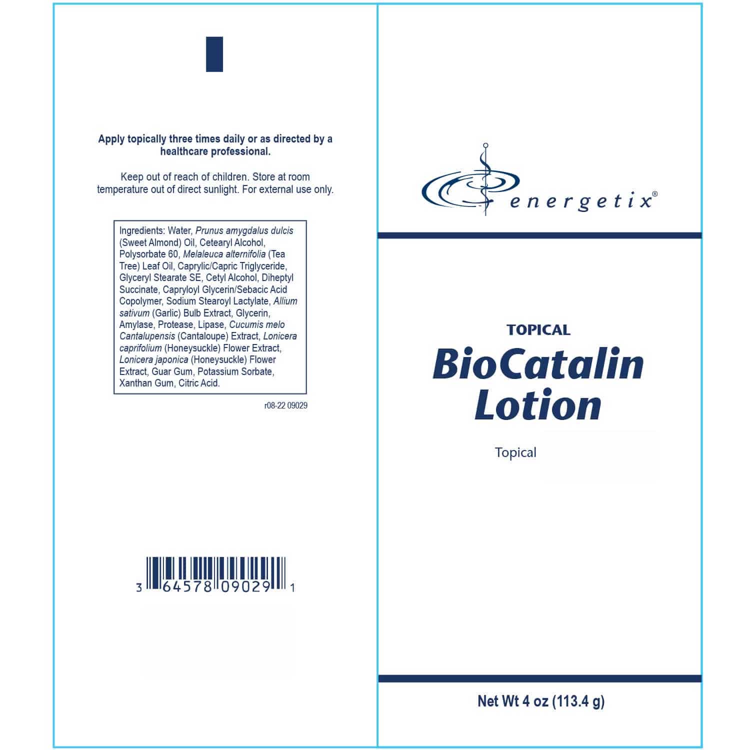 Energetix BioCatalin Lotion Label