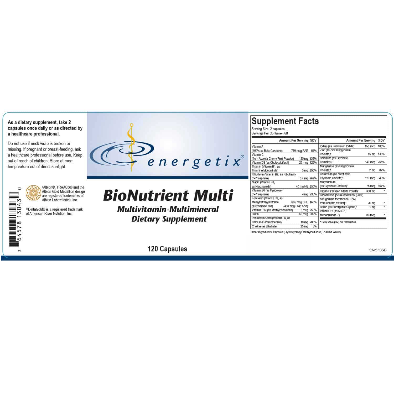 Energetix BioNutrient Multi Label