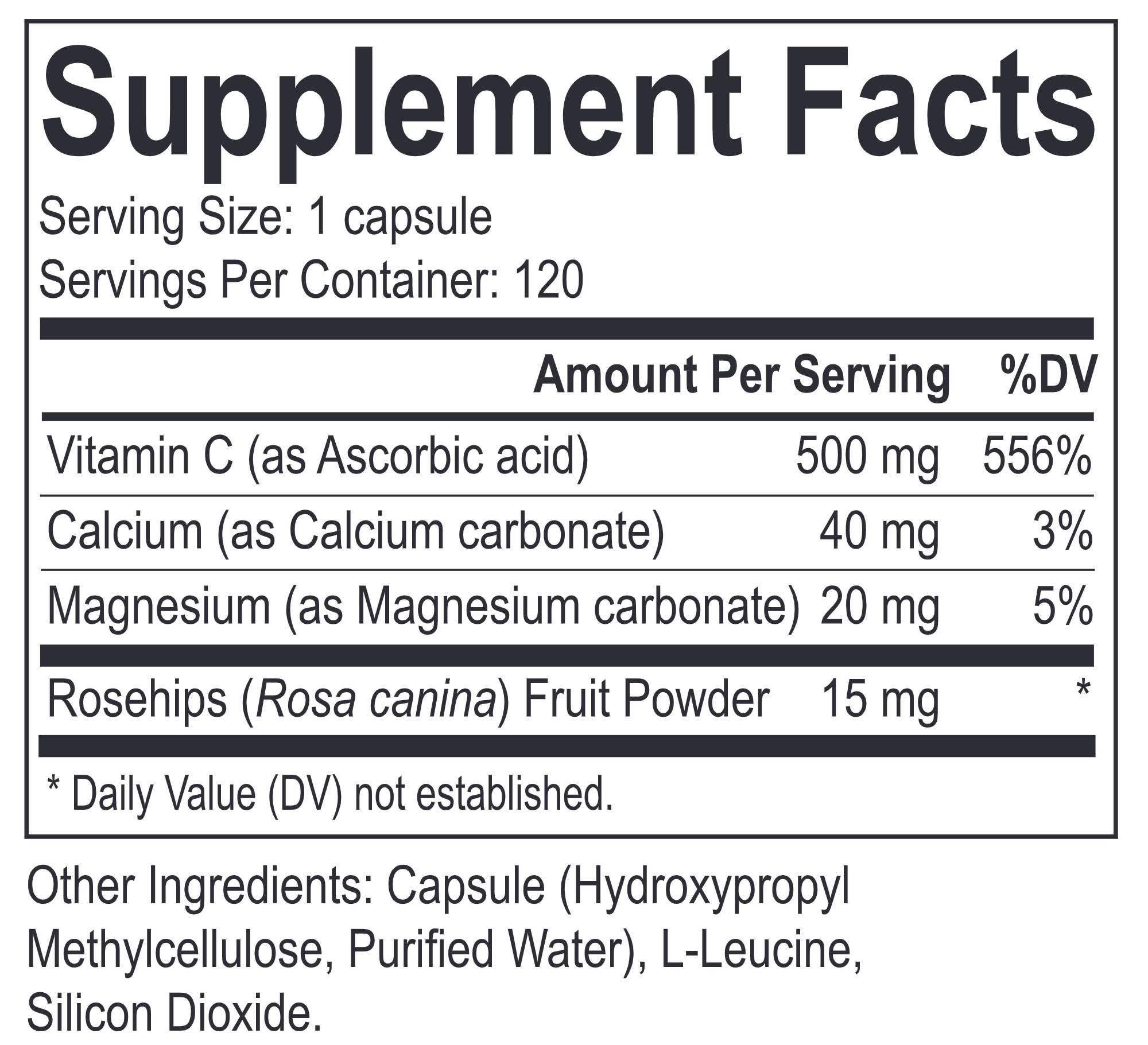 Energetix Buffered Vitamin C Ingredients