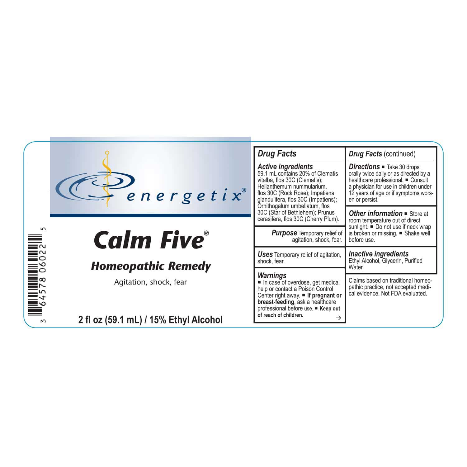 Energetix Calm Five Label