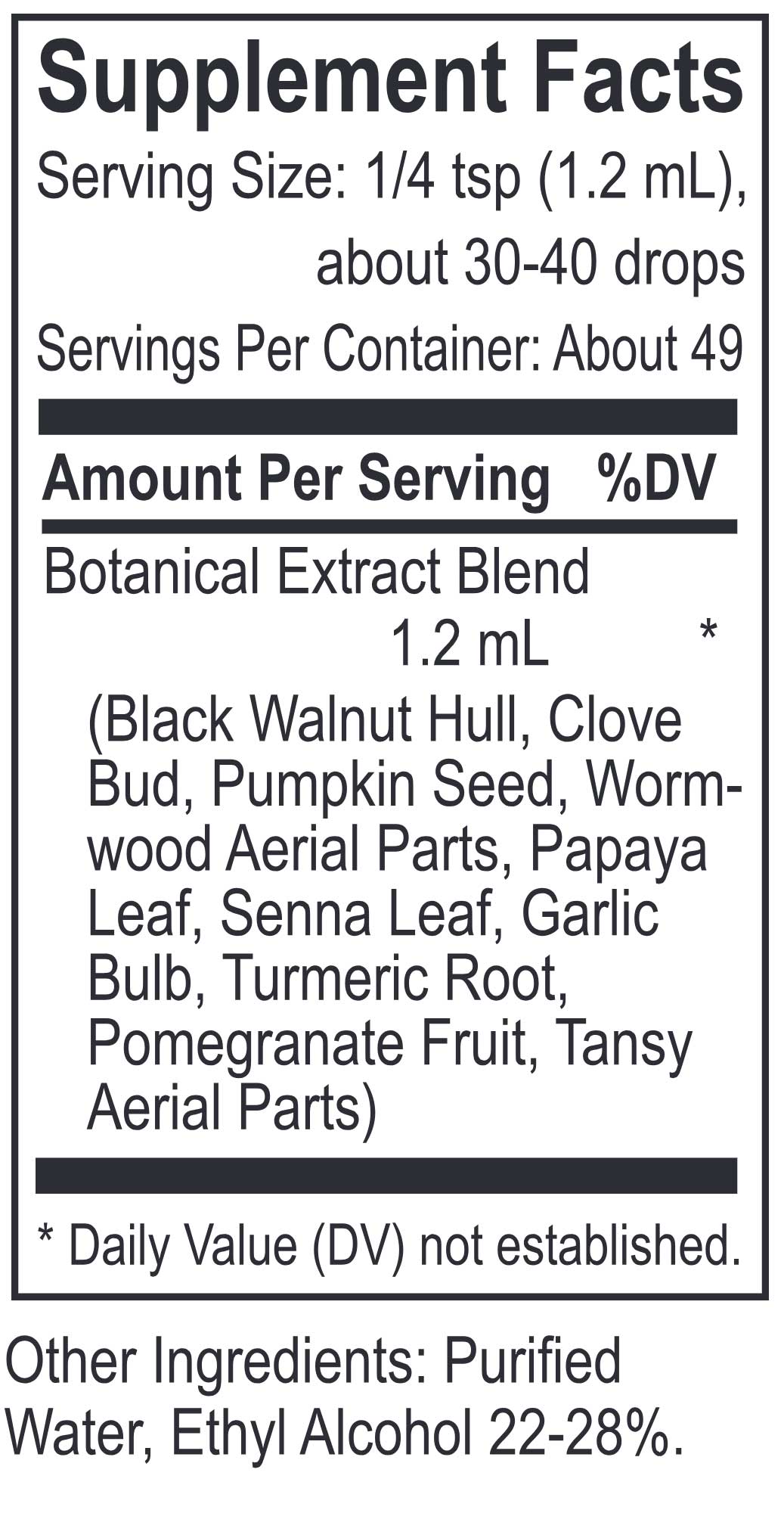 Energetix Core Artemisia Blend Ingredients