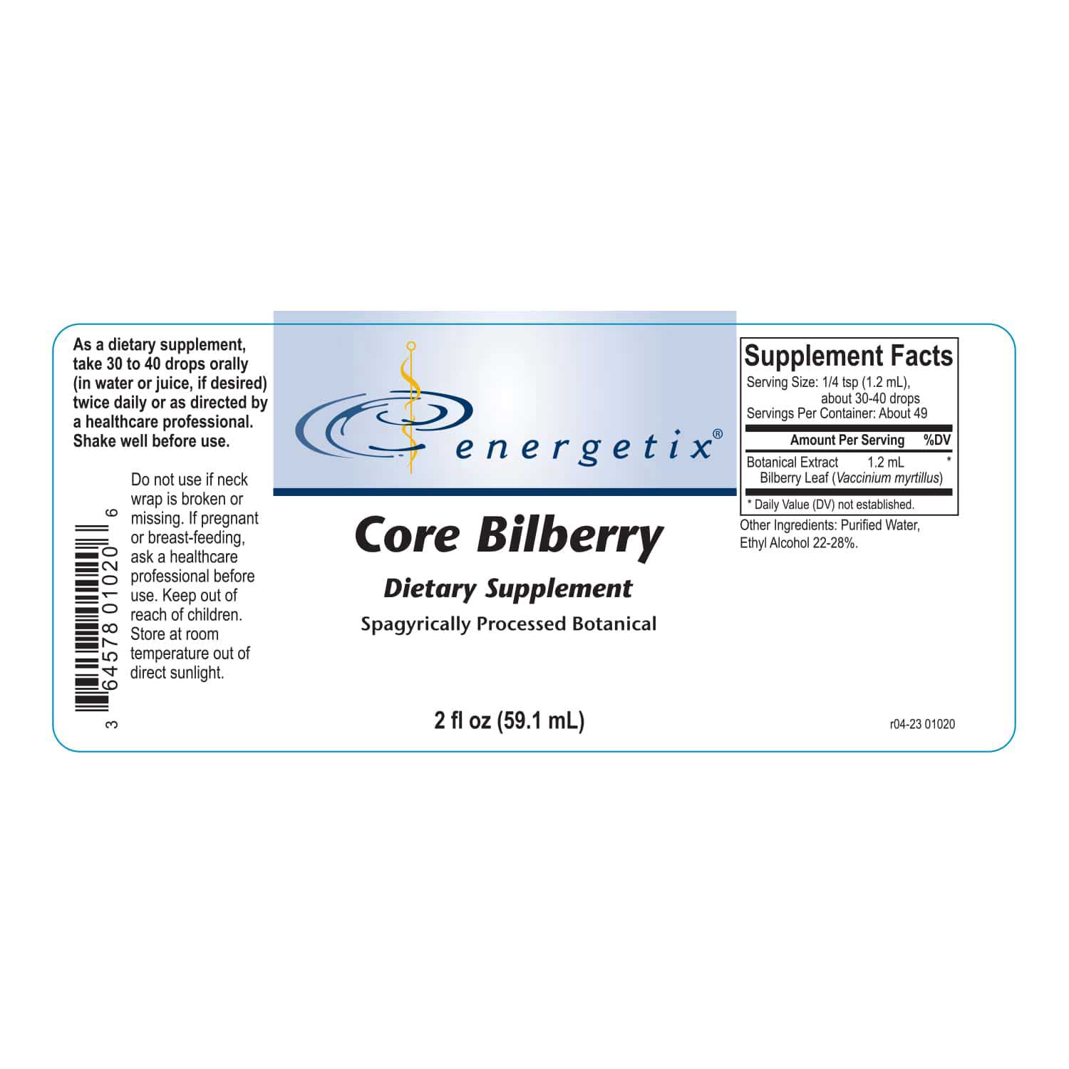 Energetix Core Bilberry Label