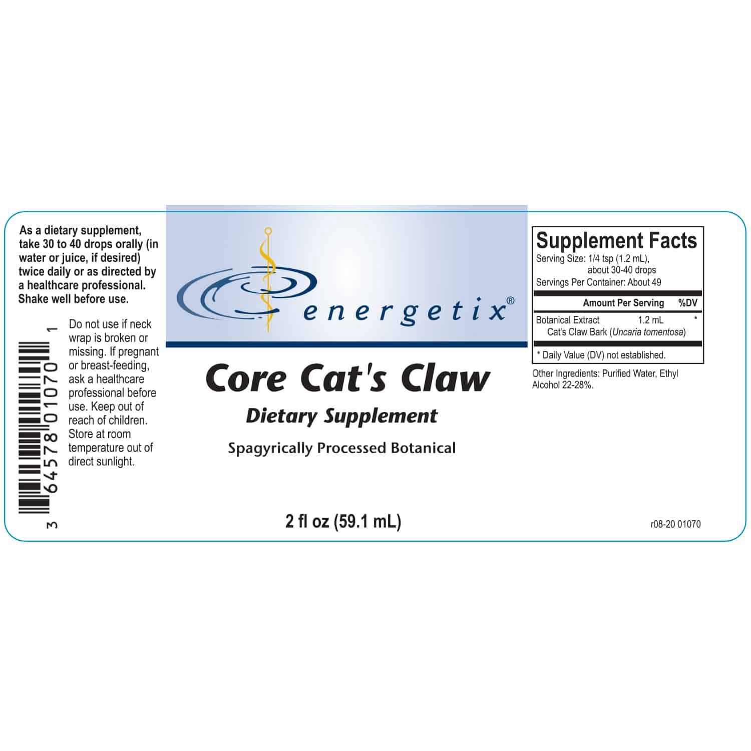 Energetix Core Cat’s Claw Label