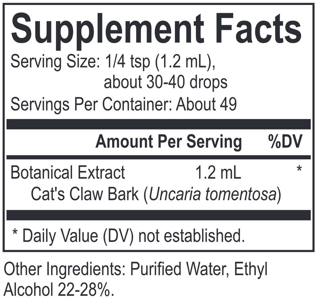 Energetix Core Cat’s Claw Ingredients