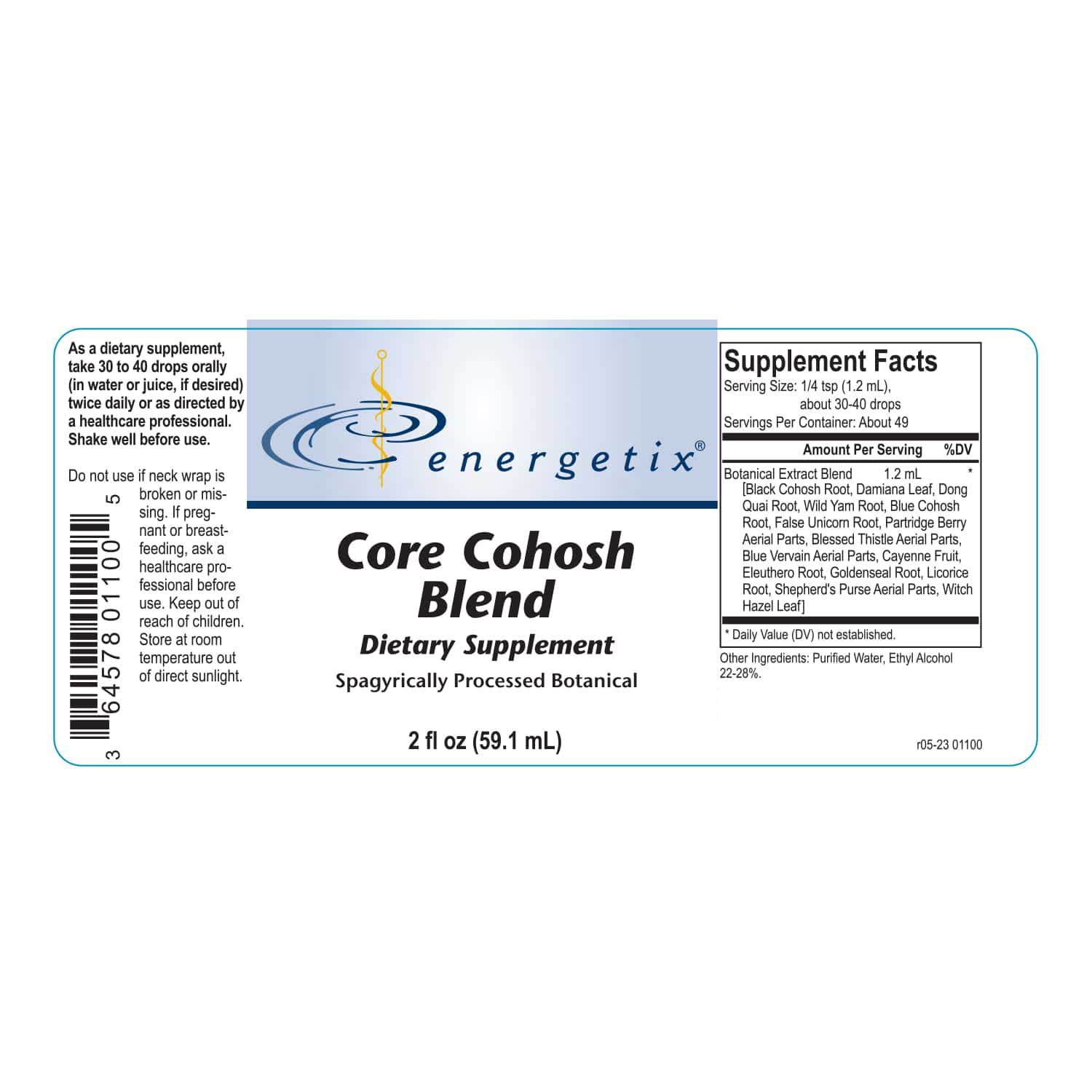 Energetix Core Cohosh Blend Label