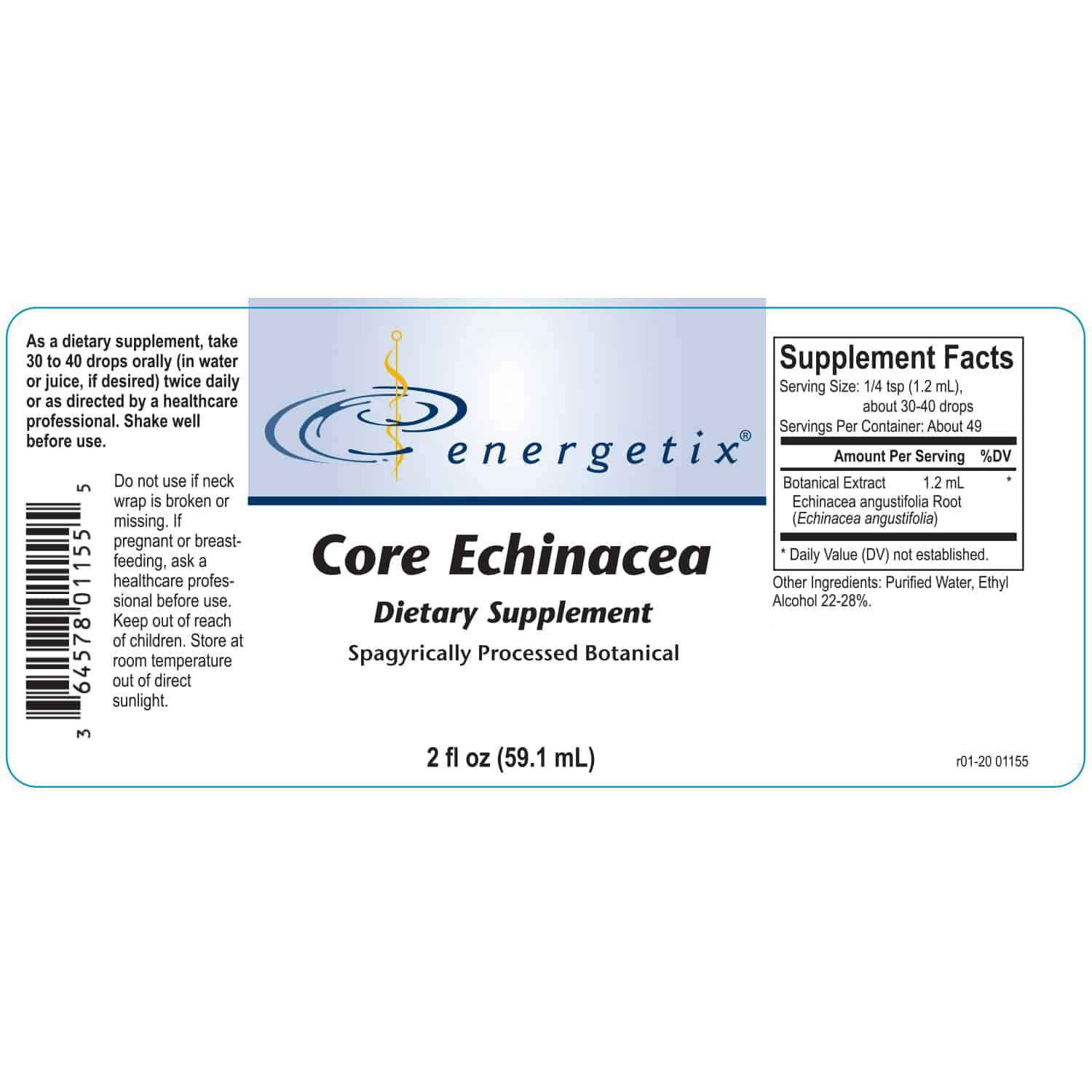 Energetix Core Echinacea Label