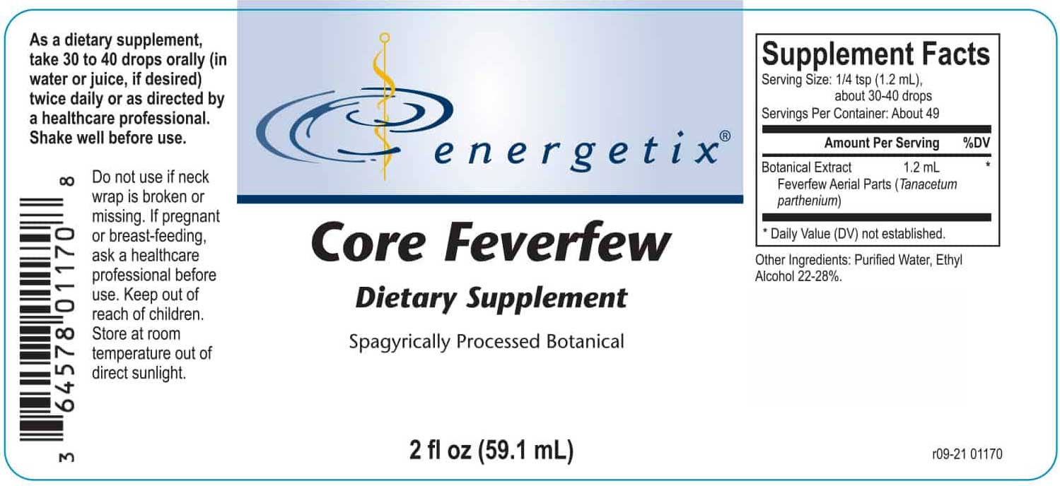 Energetix Core Feverfew Label