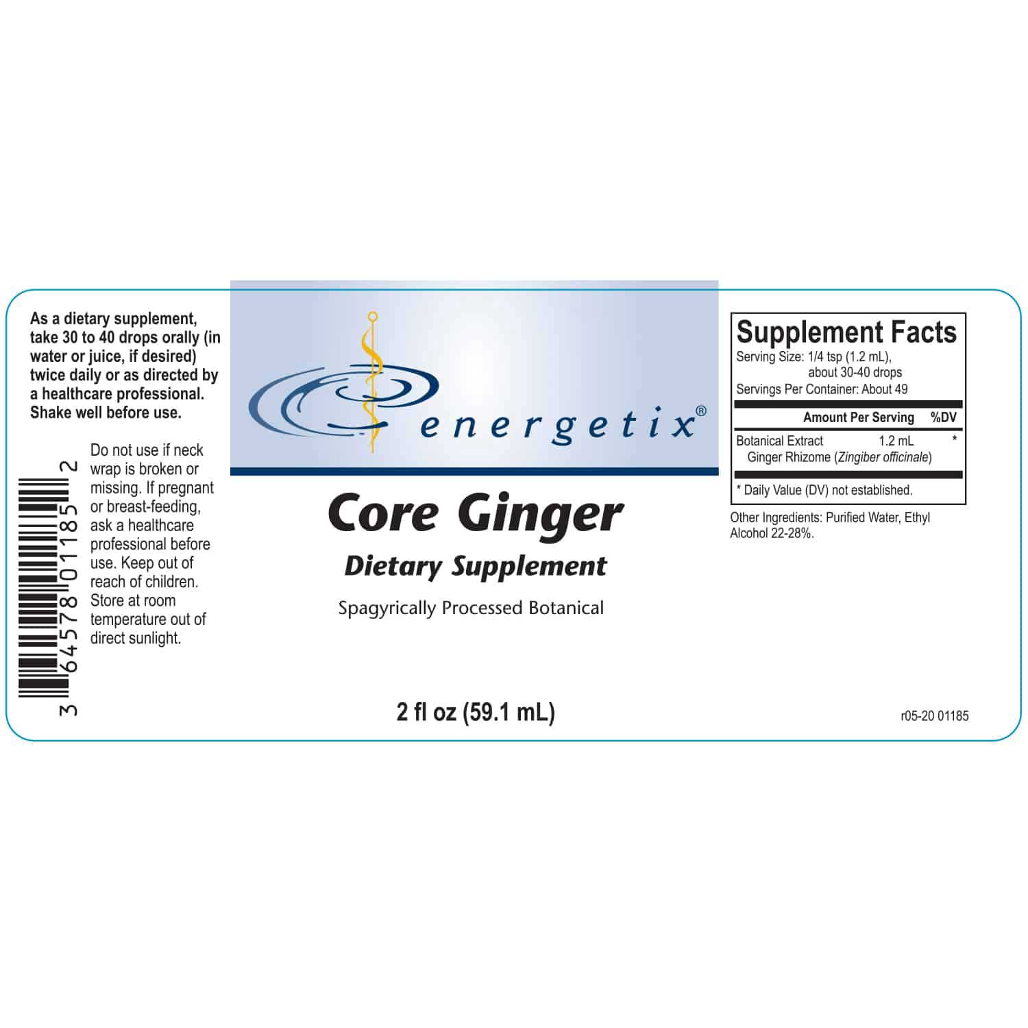Energetix Core Ginger Label