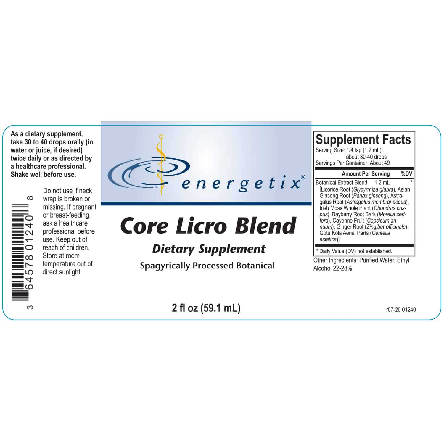 Energetix Core Licro Blend Label