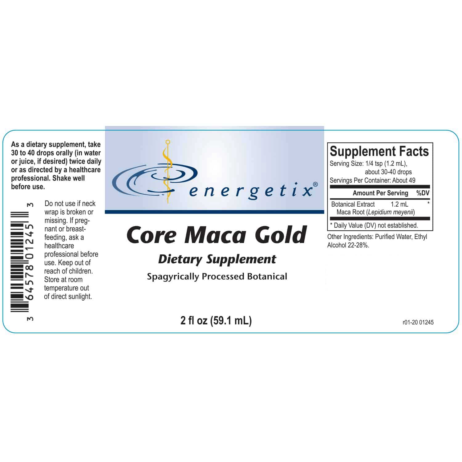 Energetix Core Maca Gold Label