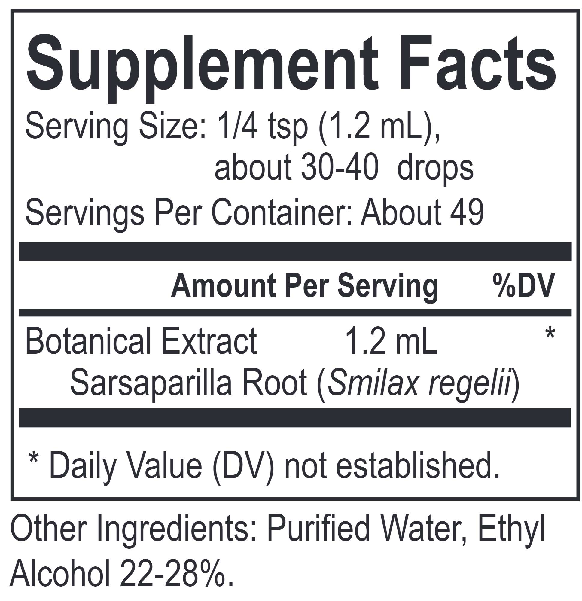 Energetix Core Sarsaparilla Ingredients
