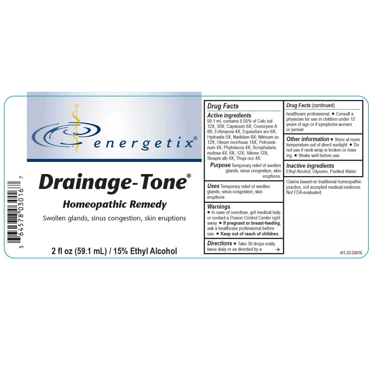 Energetix Drainage-Tone Label