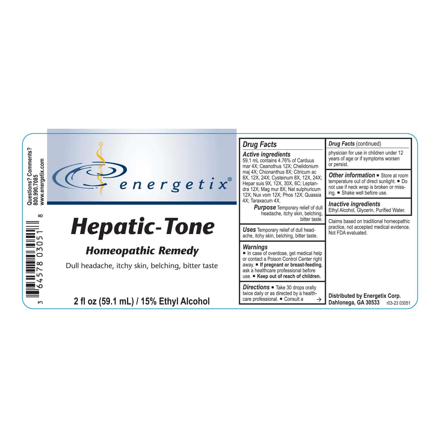 Energetix Hepatic-Tone Label