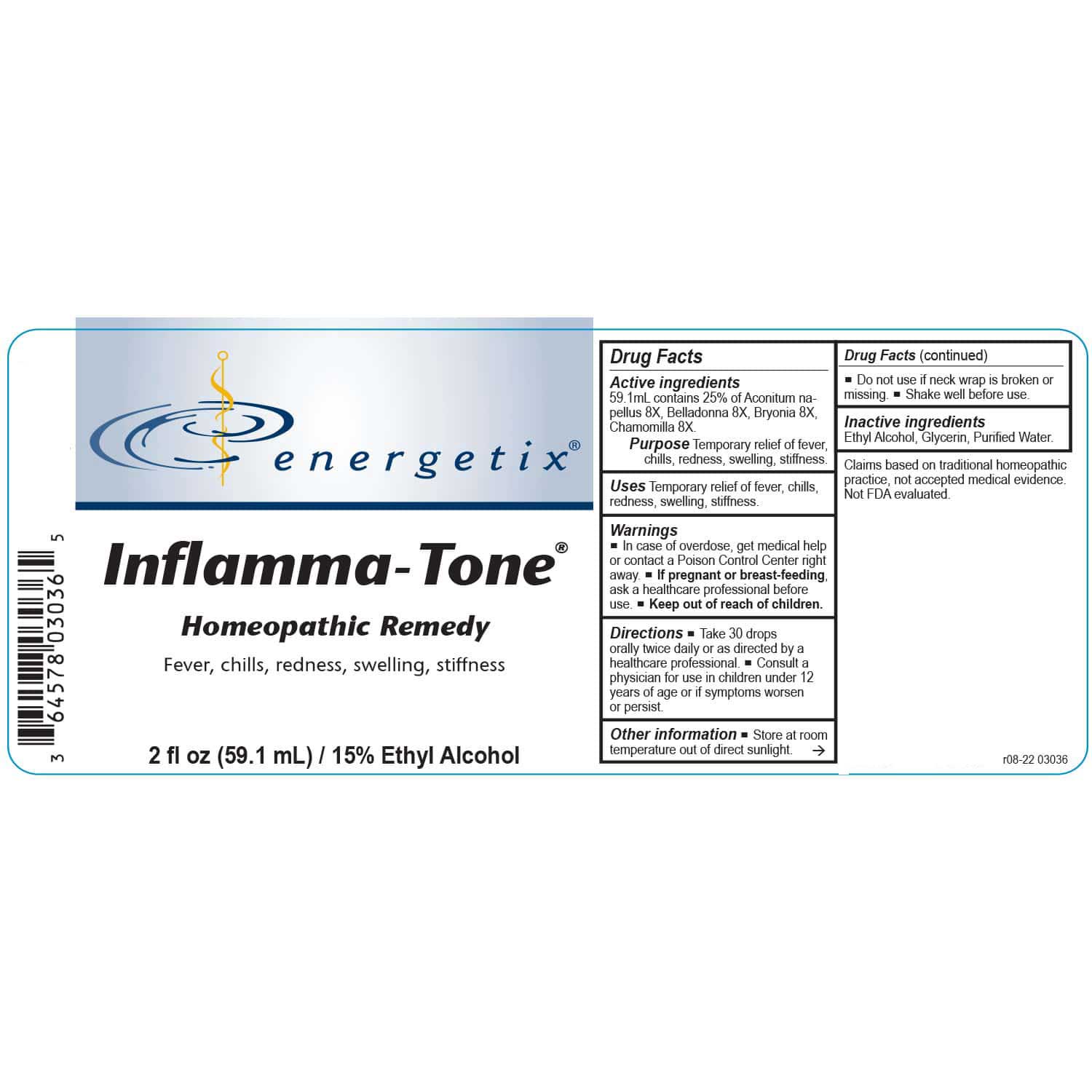 Energetix Inflamma-Tone Label