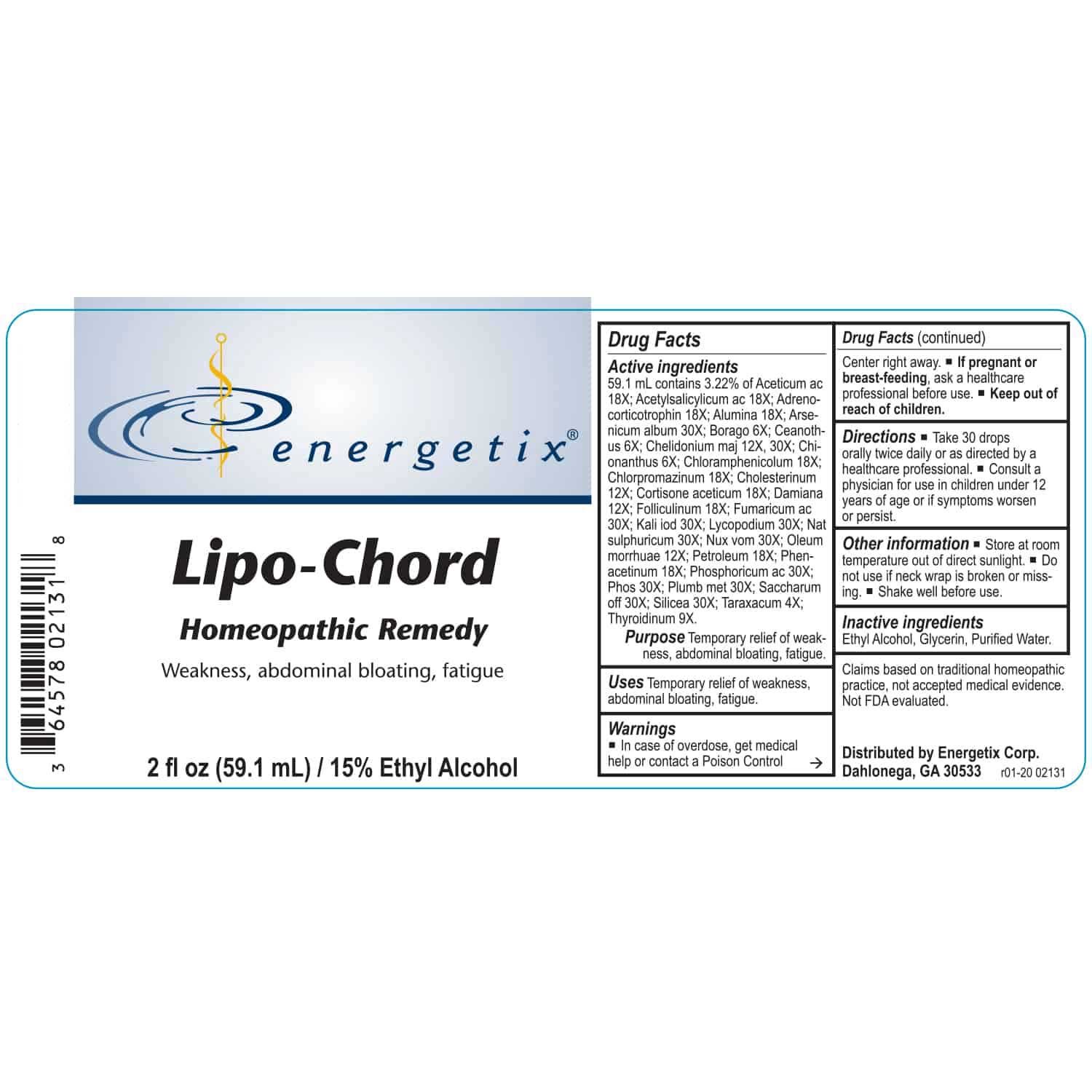 Energetix Lipo-Chord Label