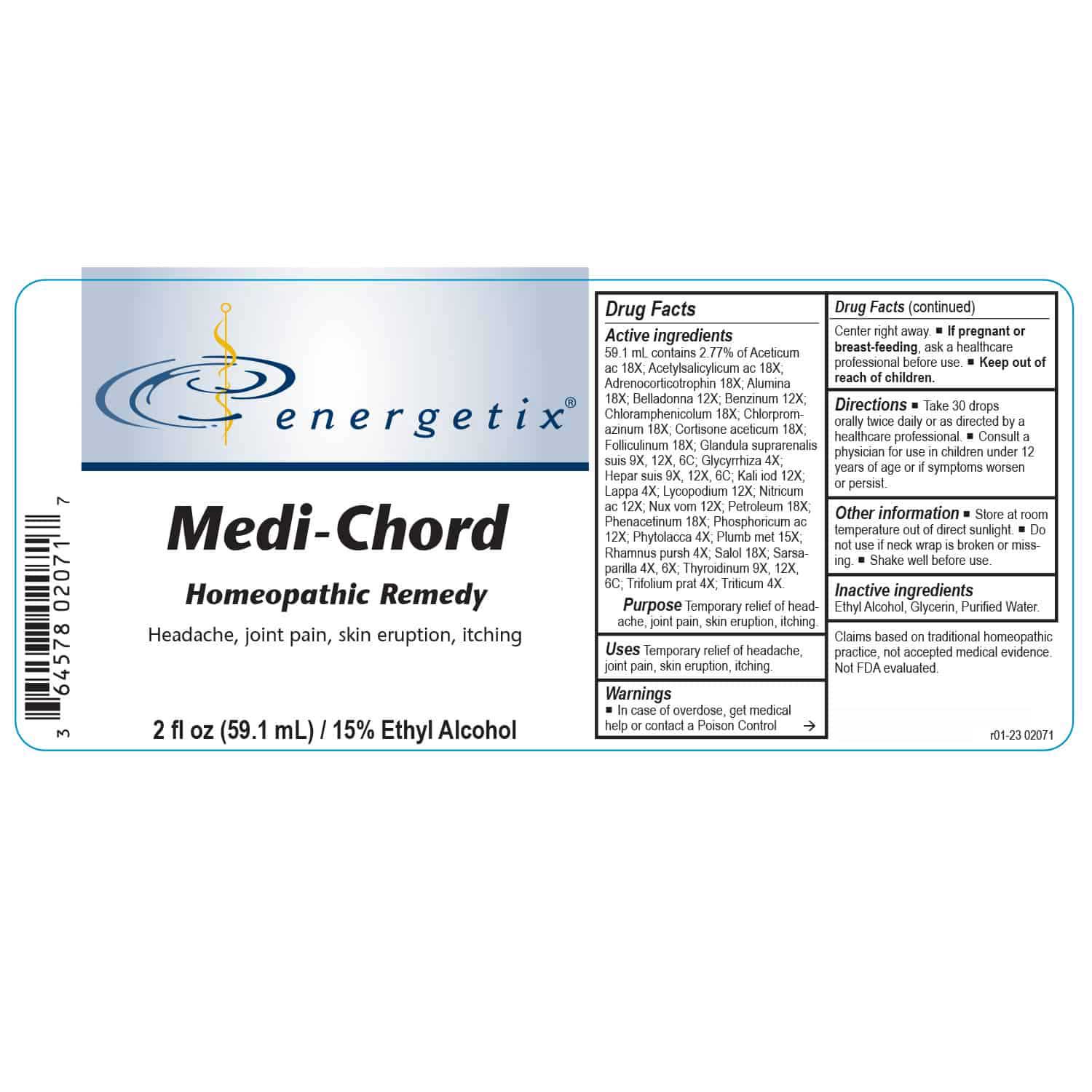 Energetix Medi-Chord Label