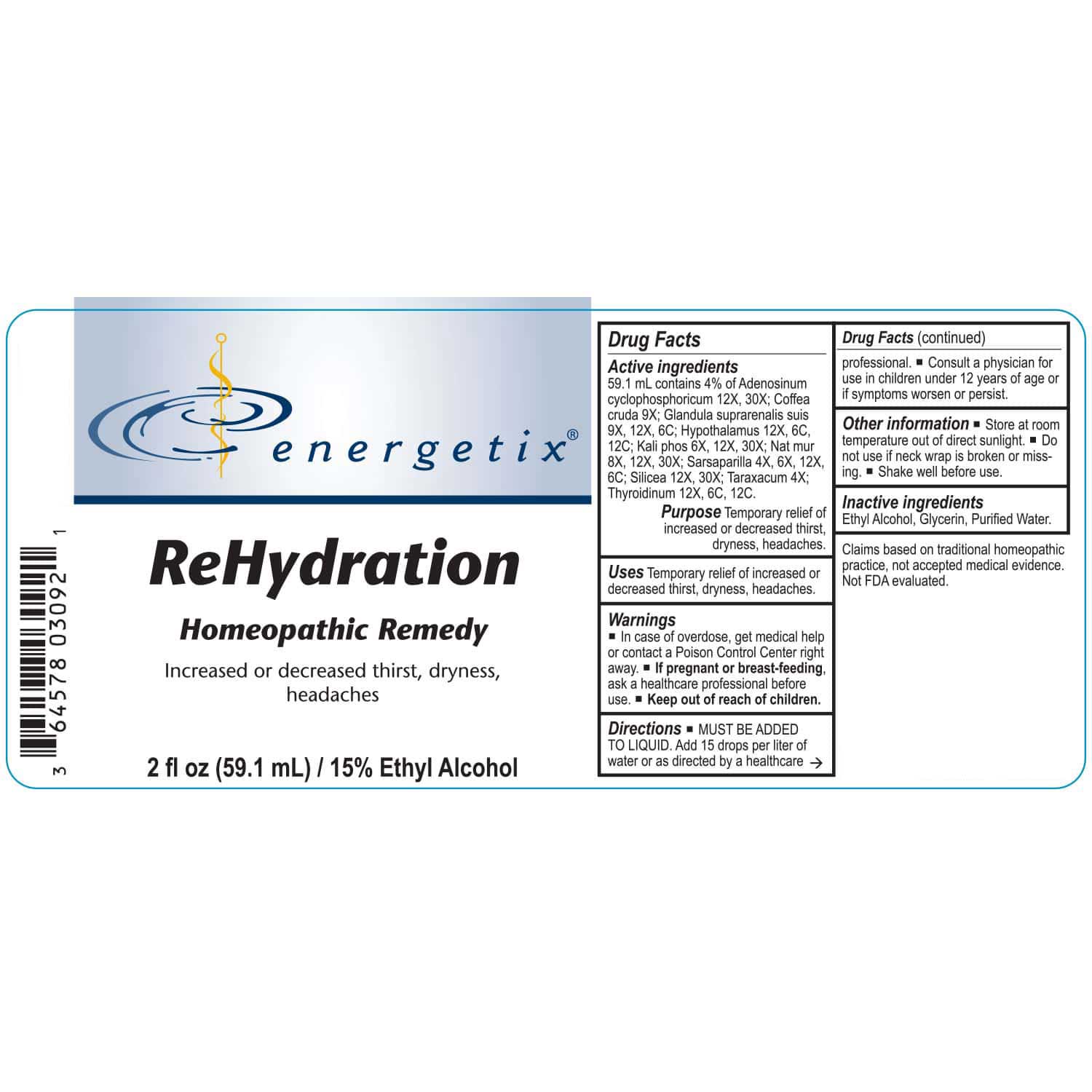 Energetix Rehydration Label