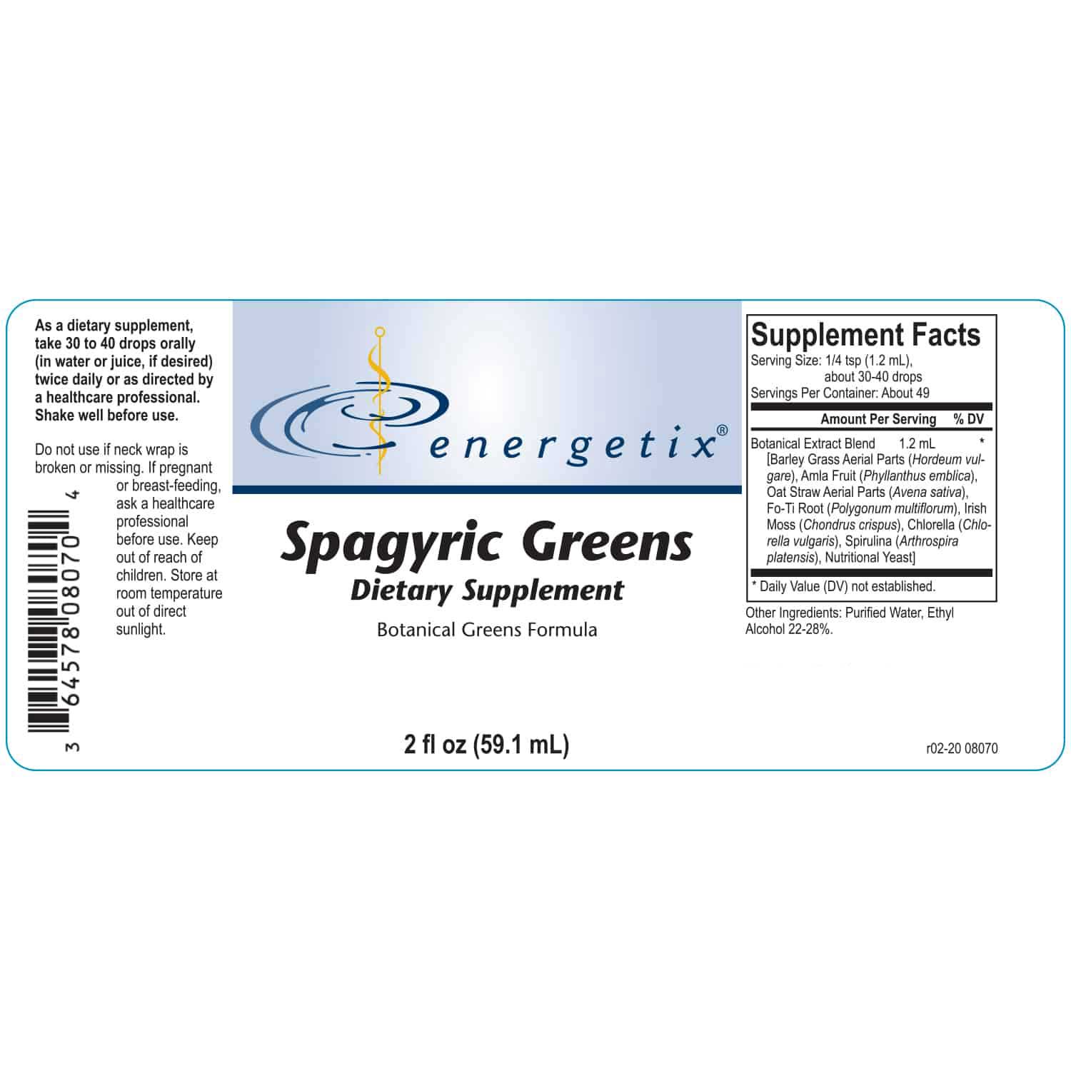 Energetix Spagyric Greens Label