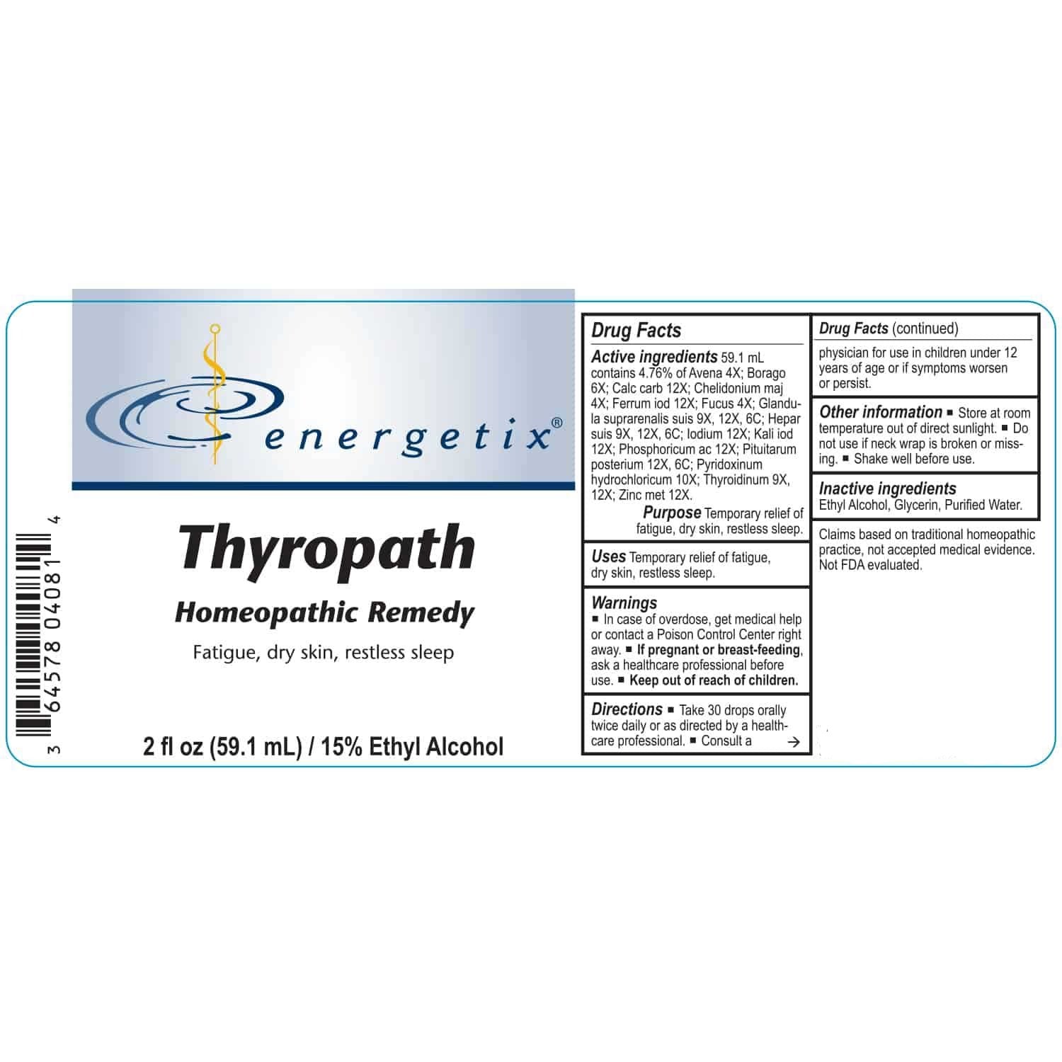 Energetix Thyropath Label