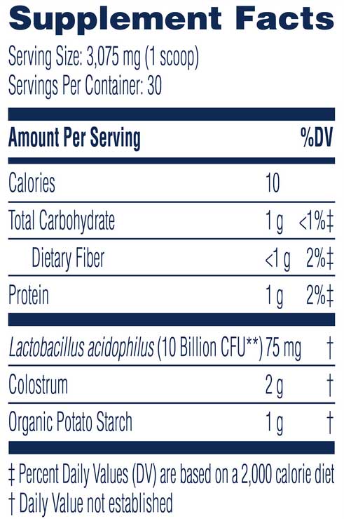 Enzyme Science Colostrum + Probiotics Ingredients