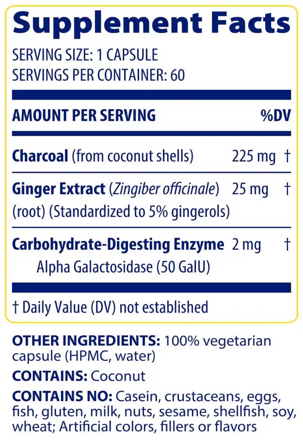 Enzymedica Activated Charcoal Ingredients