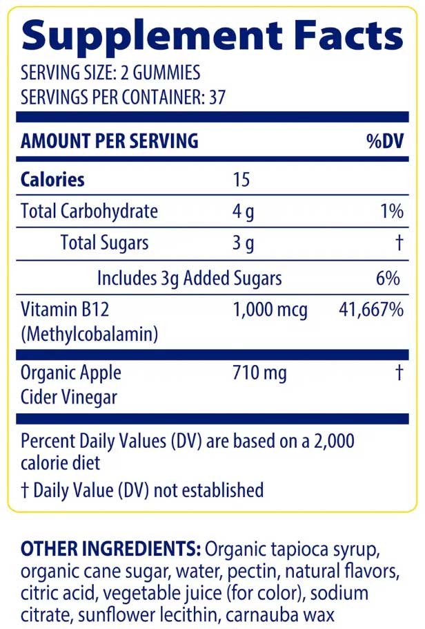 Enzymedica Apple Cider Vinegar Gummies Ingredients