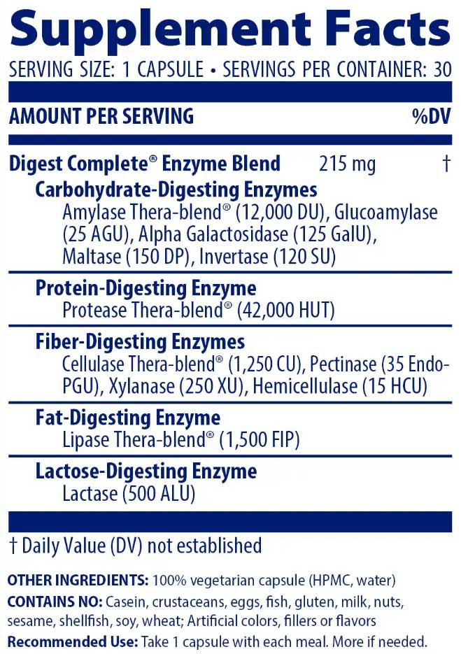 Enzymedica Digest Complete Ingredients