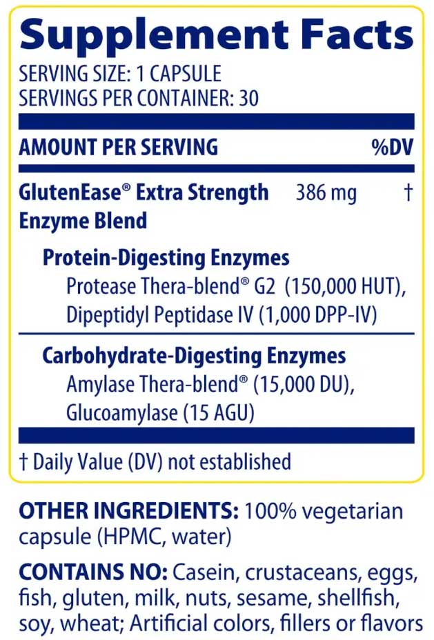 Enzymedica GlutenEase Extra Strength Ingredients