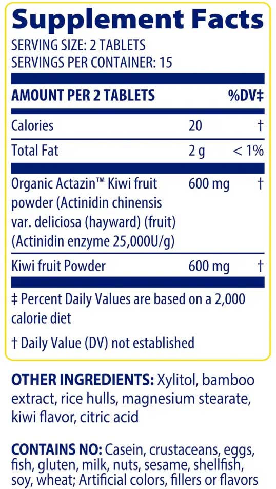 Enzymedica Kiwi Regularity Ingredients