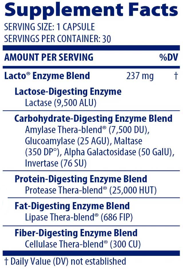 Enzymedica Lacto Ingredients