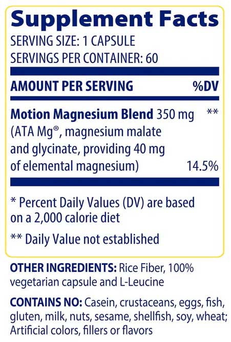 Enzymedica Magnesium Motion Ingredients