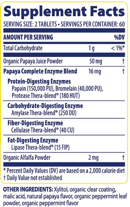 Enzymedica Papaya Complete Ingredients