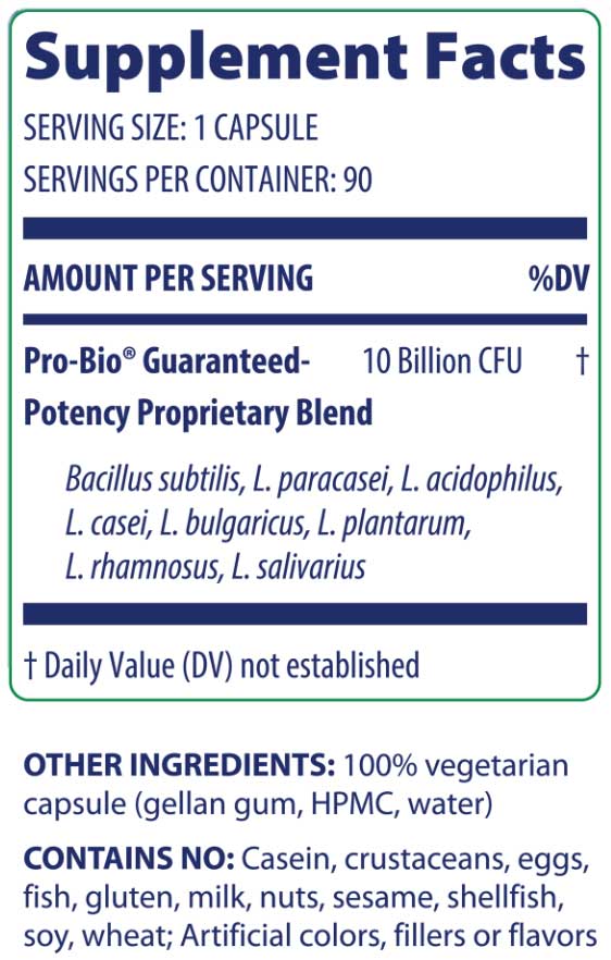 Enzymedica Pro-Bio Ingredients