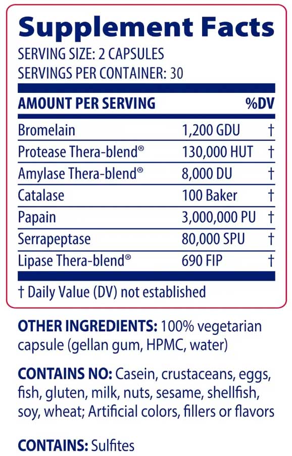 Enzymedica Repair Gold Ingredients