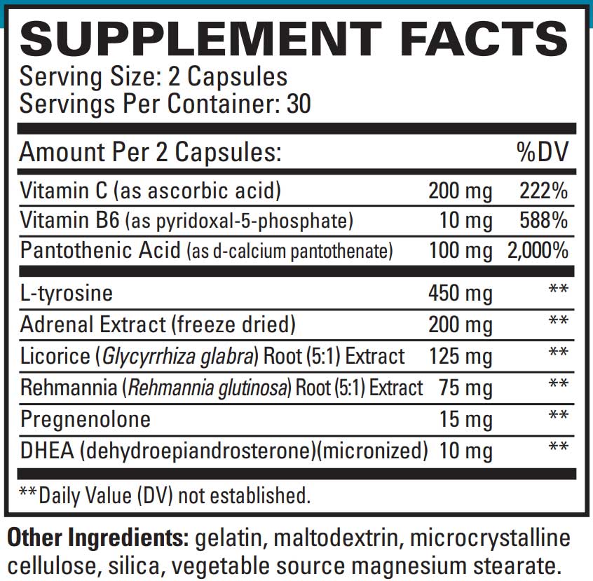 EuroMedica Adrenaplex Ingredients