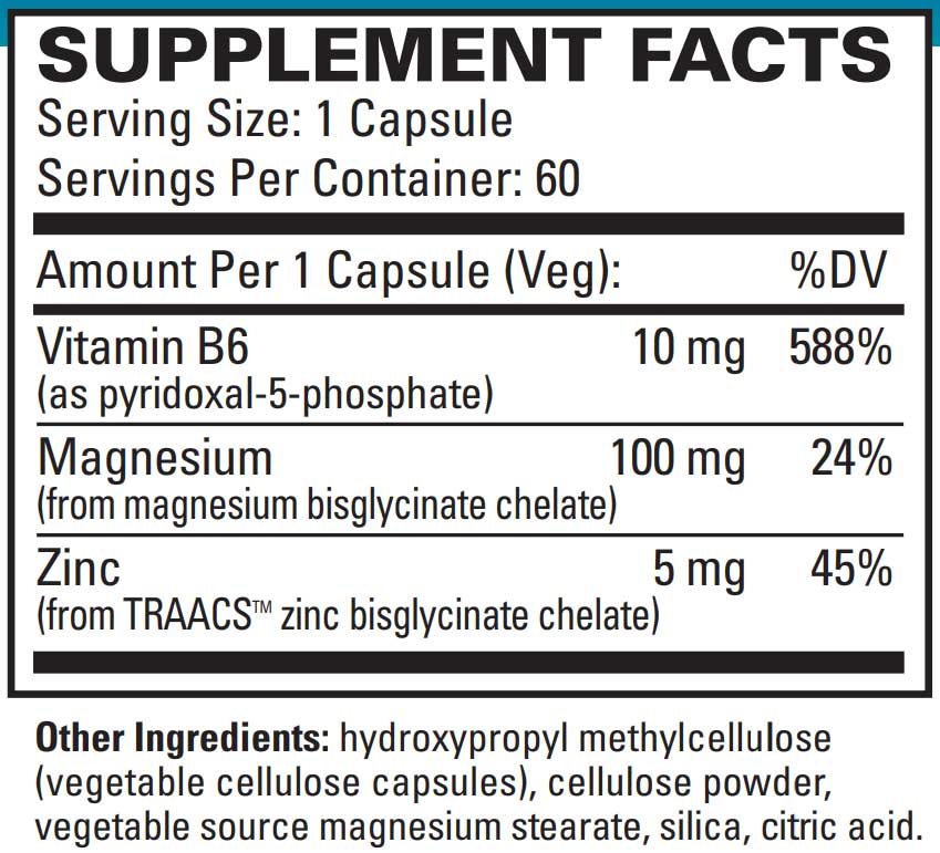 EuroMedica Magnesium + P-5-P Ingredients