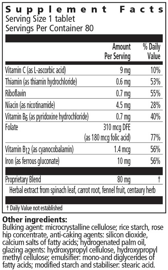 Floradix Iron + Herbs Tablets Ingredients