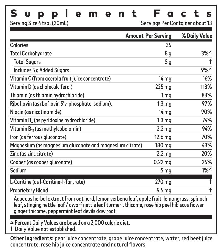 Floradix Iron Sport Liquid Ingredients